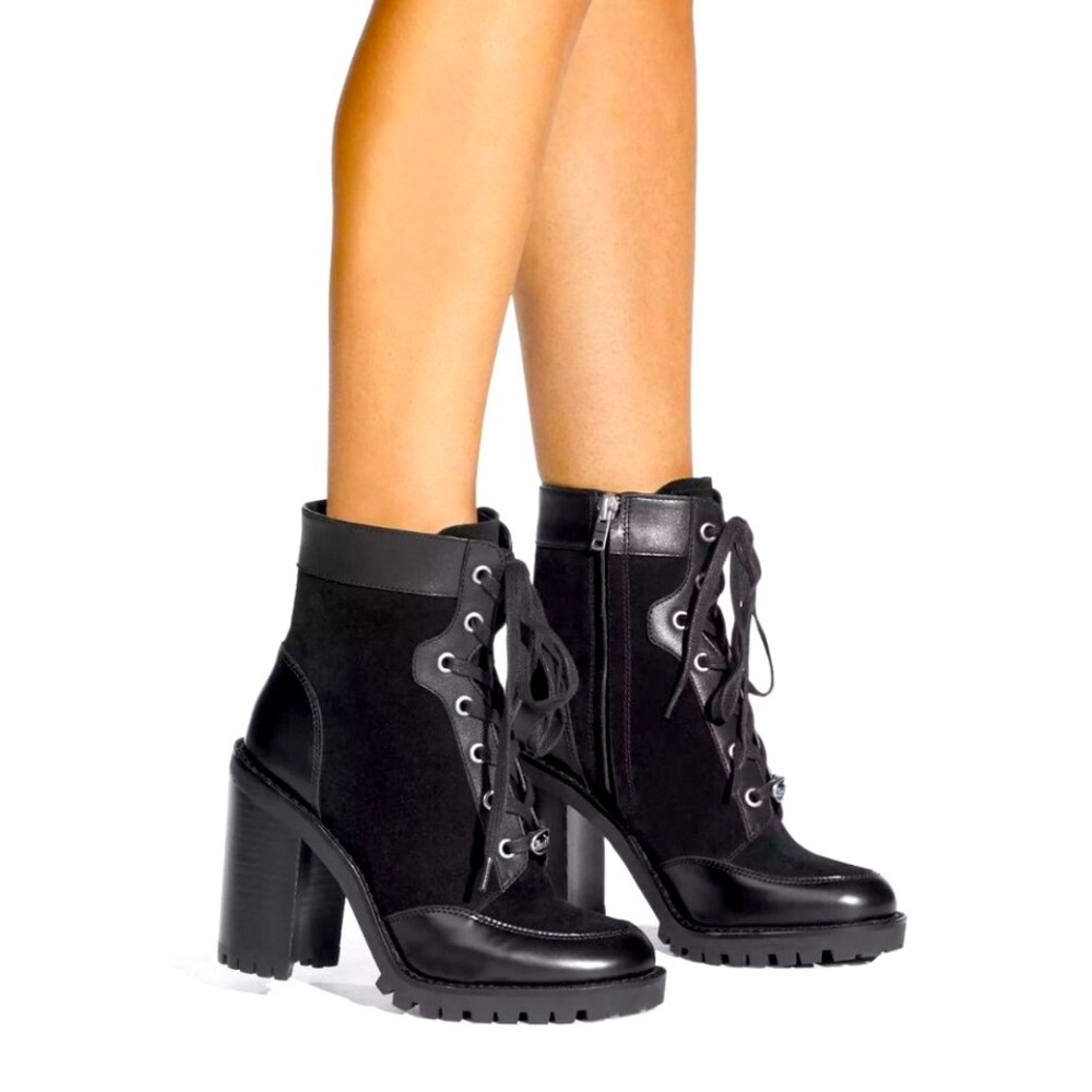COACH BLACK LEATHER AND SUEDE HEELED ANKLE BOOTS SZ 9 NWT - Picture 5 of 6